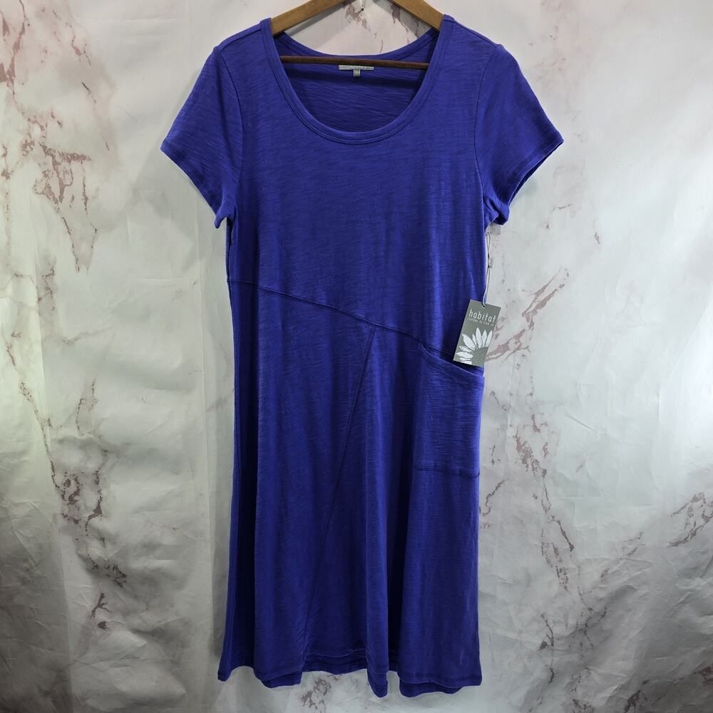 Habitat Dress Womens Small Purple Cap Sleeve Ultramarine Art To Wear Knit NEW